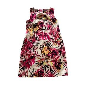 Wallis Tropical Floral Sheath Dress Pink White Sleeveless Size US 12 UK 16
